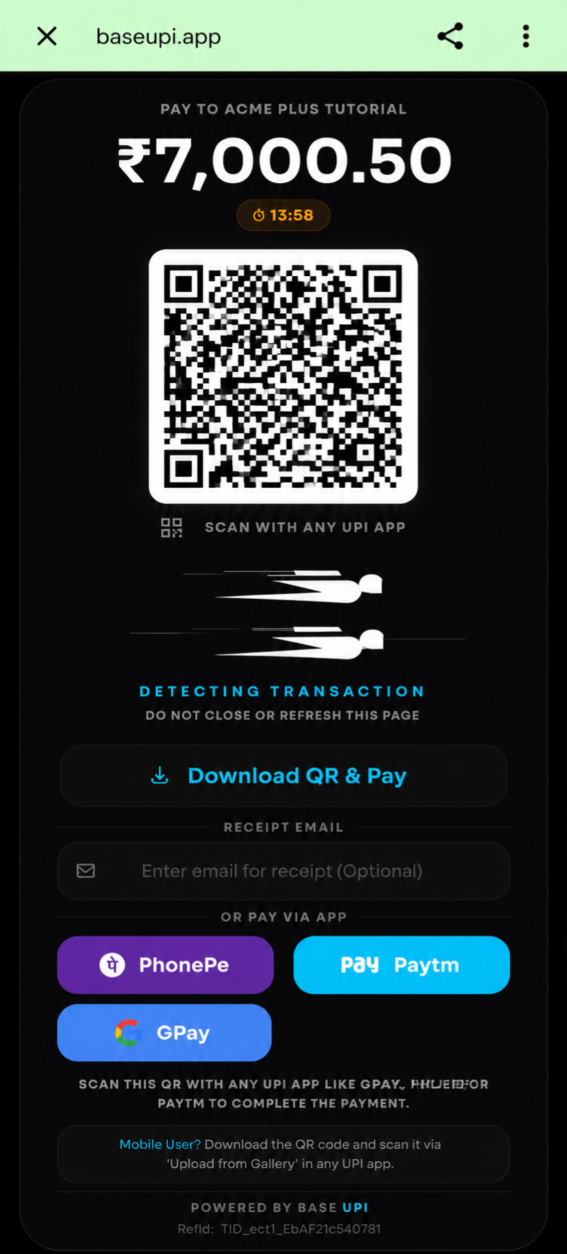 Payment Gateway Screen
